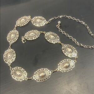 Elegant silver chain belt